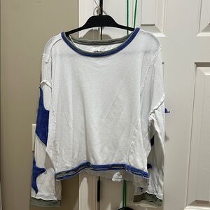 We The Free Olive Green and White Top